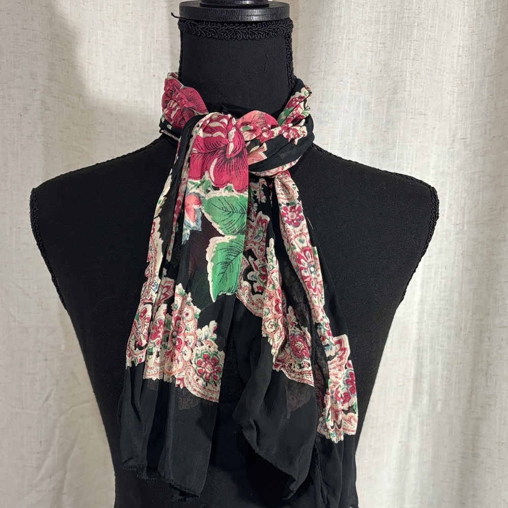 Vintage Floral Black Women’s Scarf